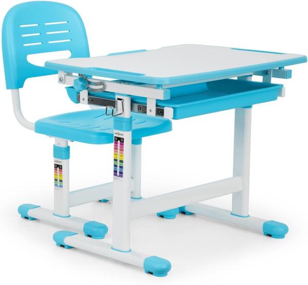 Tommi Kinderschreibtisch-Set 2-tlg. Tisch Stuhl höhenverstellbar blau Blau