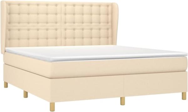 vidaXL Boxspringbett mit Matratze Creme 160x200 cm Stoff