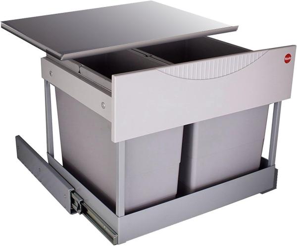 Abfallsorter Raumspar TANDEM S plus 18/12 mit Ausfahrautomatik, 30 (1x12 + 1x18) Liter / Hailo 3644801 / Schrankbreite 60 cm