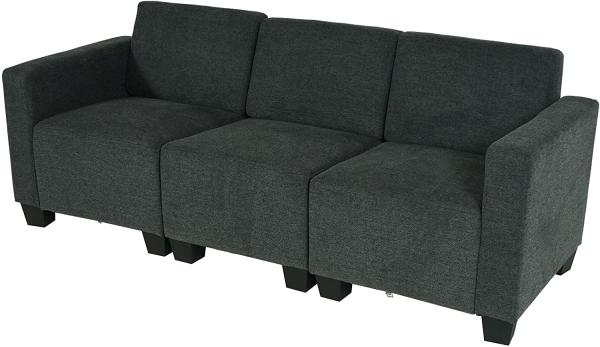 Modular 3-Sitzer Sofa Couch Lyon, Stoff/Textil ~ anthrazit-grau