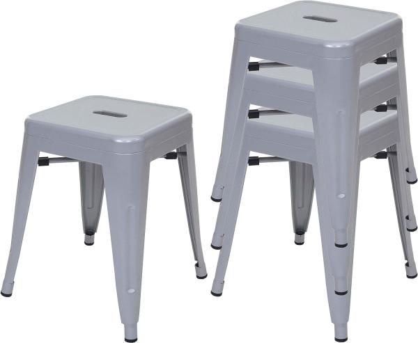 4er-Set Hocker HWC-A73, Metallhocker Sitzhocker, Metall Industriedesign stapelbar ~ grau