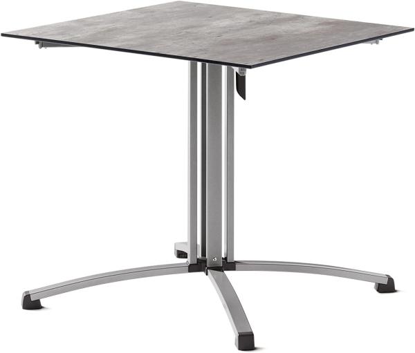 Sieger 5330-21 Party-Klapptisch mit Polytec Tischplatte, Stahlrohr Beton, hell 80 x 73 x 80 cm