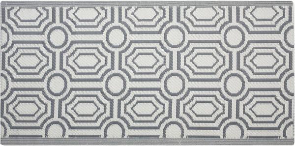 Outdoor Teppich dunkelgrau 90 x 180 cm geometrsiches Muster zweiseitig Kurzflor BIDAR