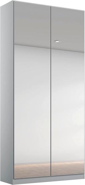 Rauch Möbel Alabama Drehtürenschrank Schrank Kleiderschrank Grau mit Spiegel, 2-türig, Inklusive Zubehörpaket Basic, 1 Kleiderstange, 2 Einlegeböden, BxHxT 91x229x54 cm