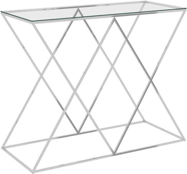 vidaXL Beistelltisch Silbern 90x40x75 cm Edelstahl und Glas [289017]