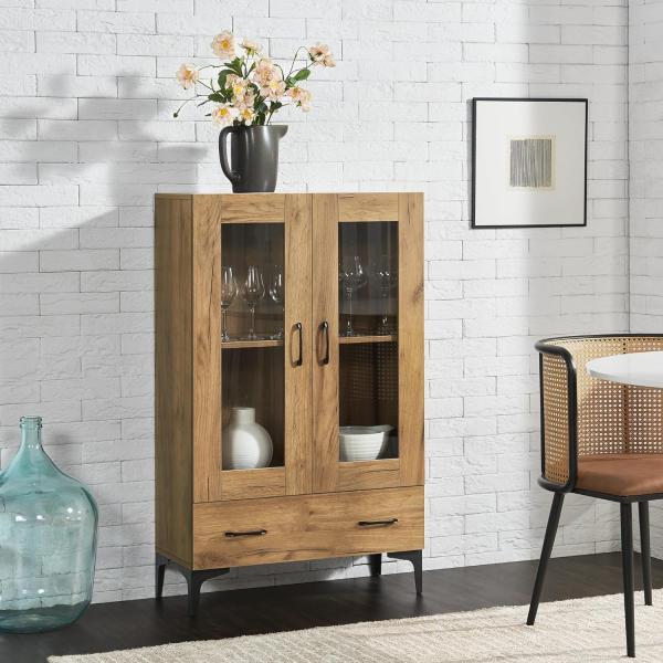 Vitrinenschrank Søndersø 70x31x115cm Eiche [en. casa]