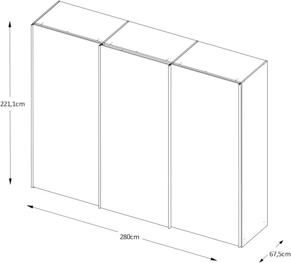 Staud Schwebetürenschrank, Holzwerkstoff, Mocca, 222cm / 280cm / 68 cm (H/B/T) Bild 4