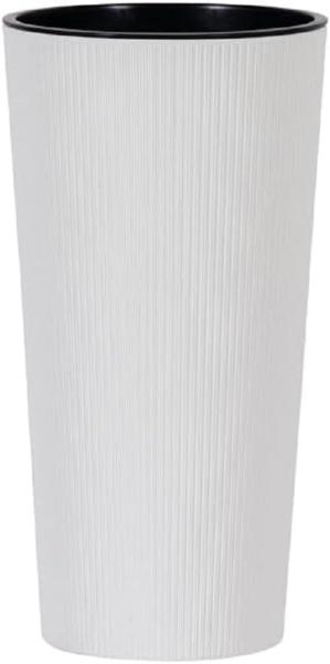 SIENA GARDEN ECO Gefäß Ronda weiß 30 cm recycelter Kunststoff, 29,5 x 29,5 x 57,1 cm