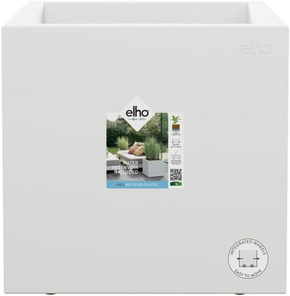 elho Vivo Next Quadrat 30 - Übertopf für Innen & Außen - Pflanzentopf groß Draußen - Ø 29. 5 x H 29. 5 cm - Weiß/Weiss