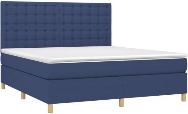 Boxspringbett mit Matratze & LED Blau 180x200 cm Stoff (Farbe: Blau)