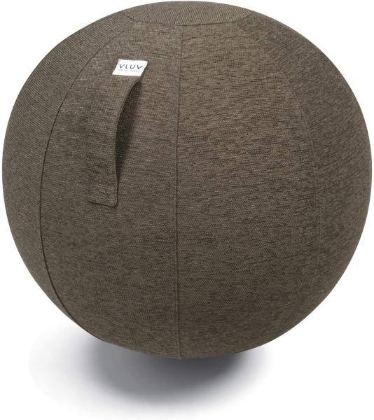 VLUV STOV Stoff-Sitzball, ergonomisches Sitzmöbel für Büro und Zuhause, Farbe: Greige (grau), Ø 60cm - 65cm, hochwertiger Möbelbezugsstoff, robust und formstabil, mit Tragegriff