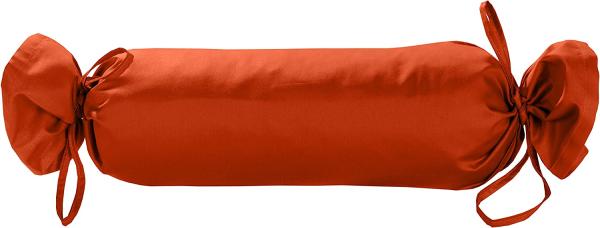 Mako Satin / Baumwollsatin Nackenrollen Bezug uni / einfarbig orange 15x40 cm mit Bändern