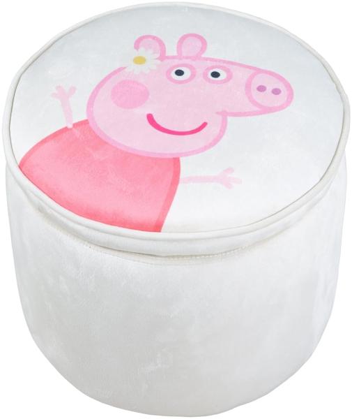 roba Kinderhocker im Peppa Pig Design - Hocker mit Stauraum für Mädchen & Jungen ab 18 Monaten - Belastbar bis 60 kg - Polsterhocker rund in Beige/Rosa