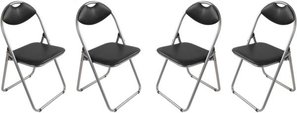 4x Metall Klappstühle schwarz Gästestühle Stuhl Gäste Besucherstuhl Gartenstuhl