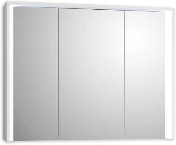 Stella Trading FIVE Spiegelschrank Bad mit LED-Beleuchtung in Weiß - Badezimmerspiegel Schrank mit viel Stauraum - 86 x 68 x 17,5 cm (B/H/T)