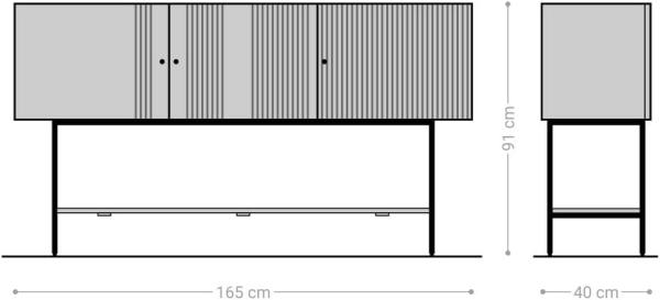 Sideboard Nencia 165 cm Mango White Wash Metall Schwarz 3 Türen Bild 8