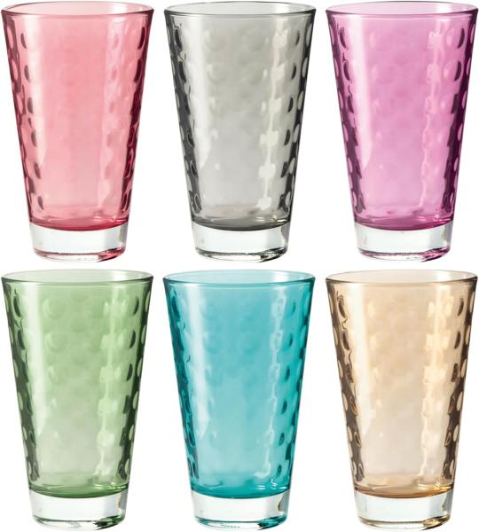 Leonardo OPTIC Trinkglas groß 300 ml farbig sortiert 6er Set