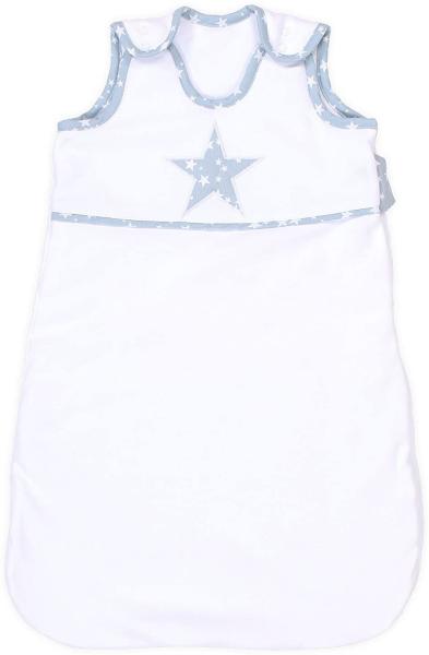 babybay Schlafsack Organic Cotton, weiß Applikation Stern azurblau Sterne weiß