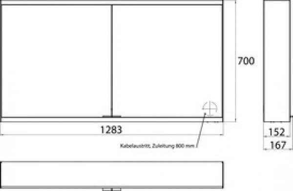 Emco prime 2 Lichtspiegelschrank, 1300 mm, 2 Türen, Aufputzmodell, IP 20, mit Lichtpaket, Ausführung: Glasrückwand verspiegelt - 949706047