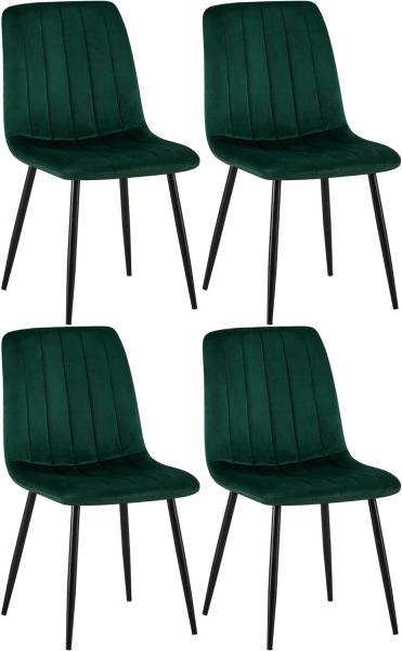 4er Set Stühle Dijon Samt (Farbe: grün)