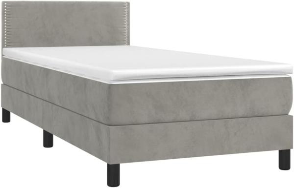 Boxspringbett mit Matratze & LED Hellgrau 90x190 cm Samt (Farbe: Grau)