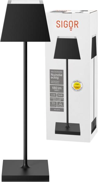 LED Tischleuchte, schwarz, Touchdimmer, Akku, H 37 cm