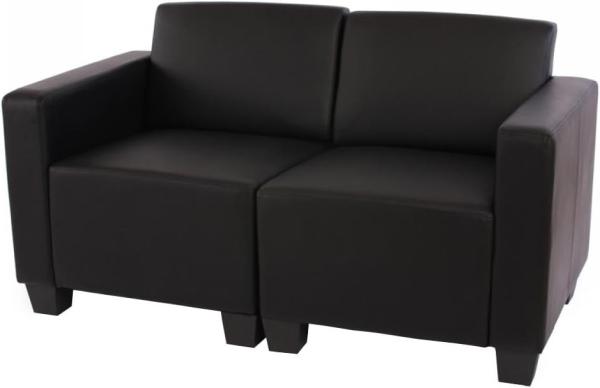 Modular 2-Sitzer Sofa Couch Lyon, Kunstleder ~ schwarz