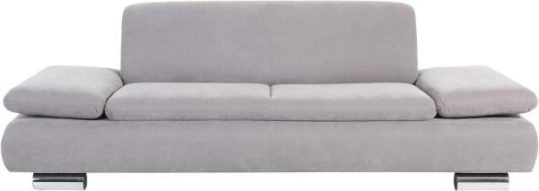 Terrence Sofa 2,5-Sitzer Veloursstoff Silber Metallfüße verchromt