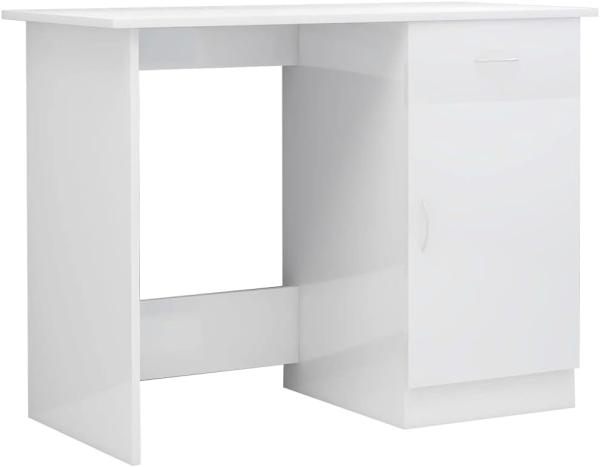 vidaXL Schreibtisch Hochglanz-Weiß 100×50×76 cm Spanplatte mit Schublade