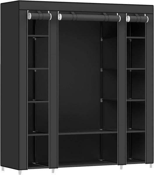 'LSF03H' Stoffschrank XXL mit Kleiderstange, schwarz, 175 x 150 x 45 cm