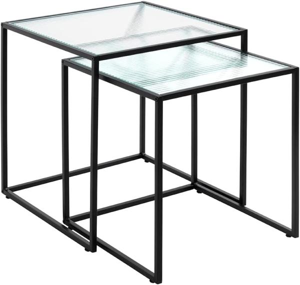 HAKU Möbel Beistelltisch 2er Set, Metall, schwarz, B 40 x T 40 x H 44 cm / B 45 x T 45 x H 49 cm