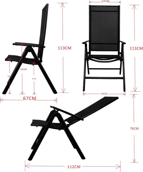 Chicreat Campingstuhl mit hoher Rückenlehne, Aluminium - Schwarz Bild 3