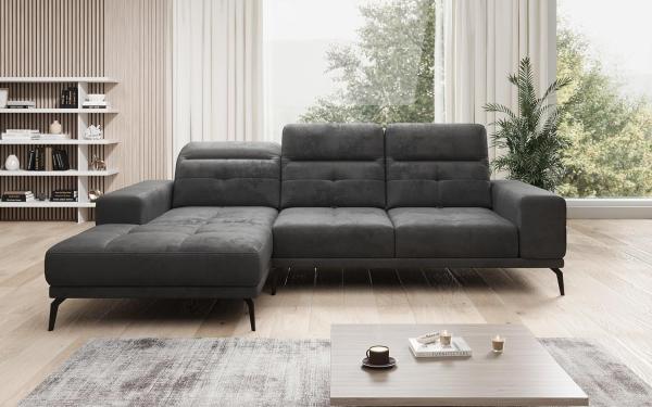 Designer Sofa Terina inkl. Beistellhocker Samt Anthrazit Links