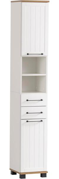 SCHILDMEYER Hochschrank Badschrank Highboard Badmöbel mattweiß 30,3x180,9x32,6cm