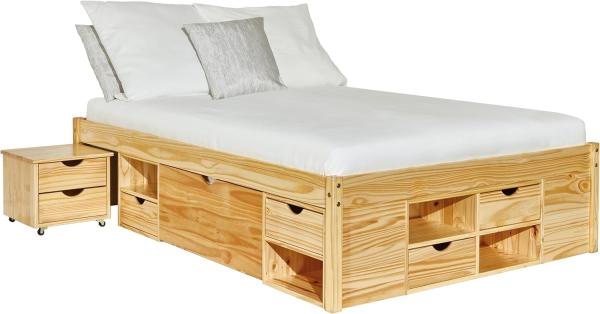 Funktionsbett Jugendbett Claas 140 x 200 Kiefer massiv natur lackiert