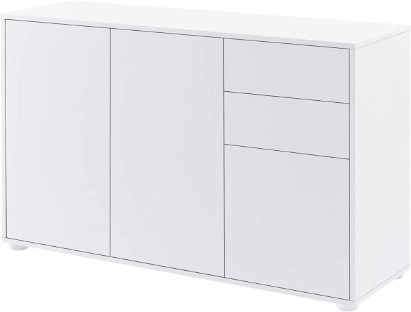 Sideboard Paarl 74x117x36 cm mt 2 Schubladen und 3 Schranktüren Weiß hochglanz en. casa