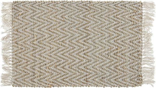 Teppich beige 50 x 80 cm ZickZack-Muster Kurzflor zweiseitig AFRIN