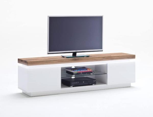 Lowboard Rosita 175x49x40 cm weiß Asteiche TV-Board LED Beleuchtung