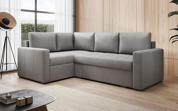 Designer Sofa Cortino mit Schlaffunktion und Stauraum Samt Hellgrau Links