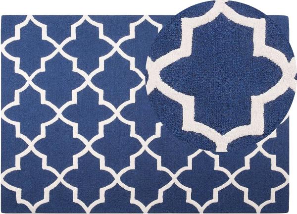 Teppich blau 140 x 200 cm marokkanisches Muster Kurzflor SILVAN