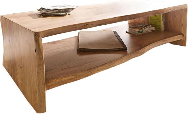 Wohnzimmertisch Live-Edge Akazie Natur 130x60 cm Baumkante Baumtisch