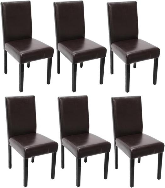 6er-Set Esszimmerstuhl Stuhl Küchenstuhl Littau ~ Leder, braun, dunkle Beine