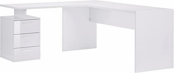 Schreibtisch >Novara< in Weiß-Hochglanz - 160x75x180cm (BxHxT)