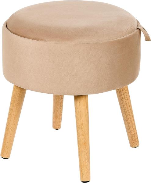 Hocker mit Stauraum Samtstoff Holz beige NEELY