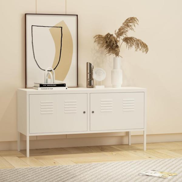 Sideboard Pyhtää 118x40x60cm Stahl Weiß [en. casa]