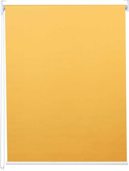 Rollo HWC-D52, Fensterrollo Seitenzugrollo Jalousie, 110x160cm Sonnenschutz Verdunkelung blickdicht ~ gelb