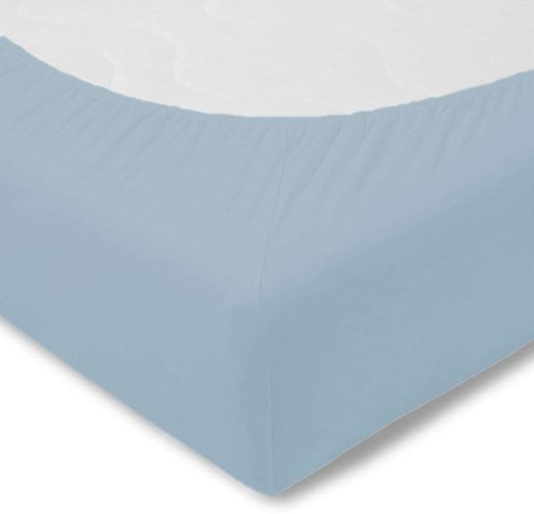 Kneer Easy-Stretch Jersey Spannbetttuch, Farbe:38 Eisblau;Größe:140x200-160x220 cm