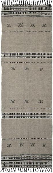 Teppich Cros aus Wolle und Baumwolle in Grau mit Muster. 90 x 300 cm