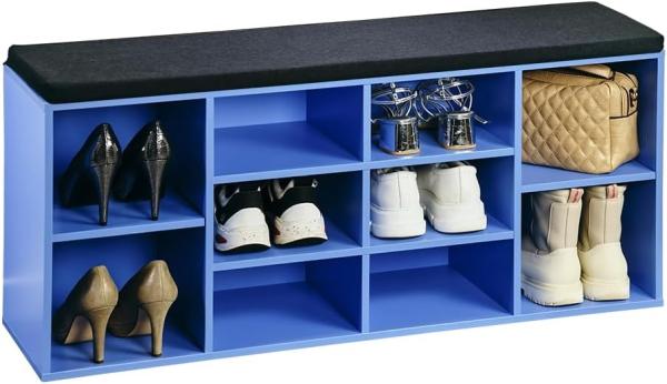 KESPER Schuhschrank / Sitzbank 15980-13 in blau mit Sitzkissen / Flurregal