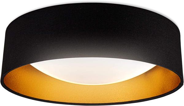 LED Deckenlampe Textilschirm Stoff Deckenleuchte 18W schwarz-gold Schlafzimmer